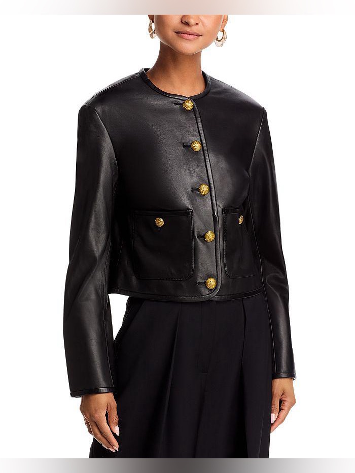 Veronica Beard New Andrea Leather Jacket Black Size 4